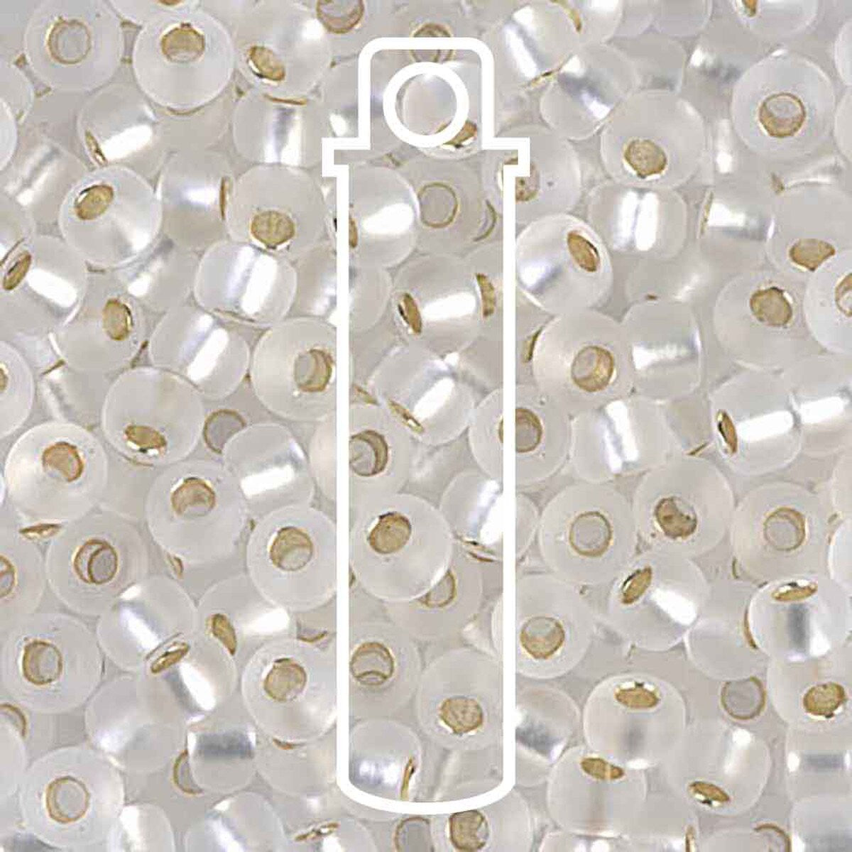 Miyuki Japanese Seed Beads Size 6/0 - Matte Silver Lined Crystal (Color #91F) 20 Gram Tube