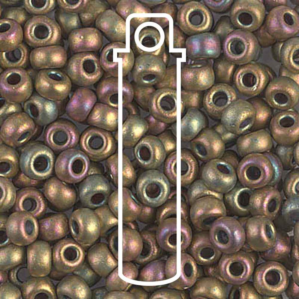 Miyuki Japanese Seed Beads Size 6/0 - Matte Metallic Khaki Iris (Color #92035) 20 Gram Tube