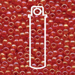 Miyuki Japanese Seed Beads Size 6/0 - Round Transparent Orange Aurora Borealis (Color# 9253)