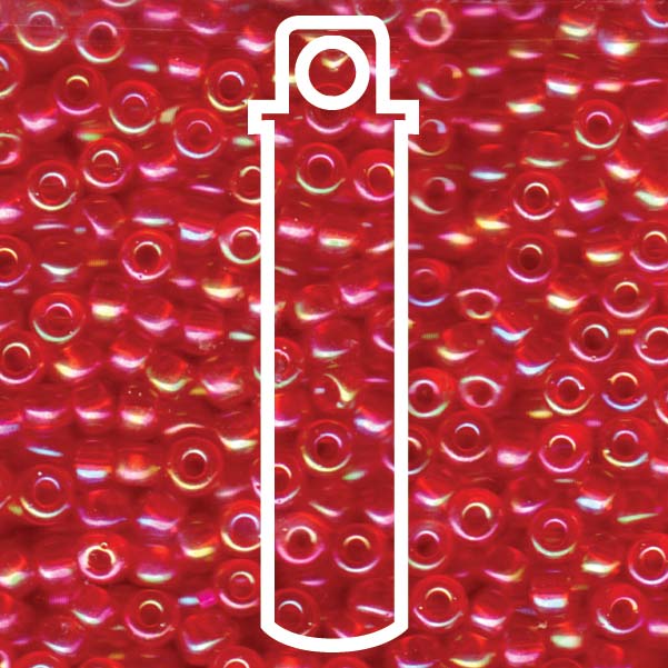 Miyuki Japanese Seed Beads Size 6/0 - Transparent Dark Red Aurora Borealis (Color# 9254D)