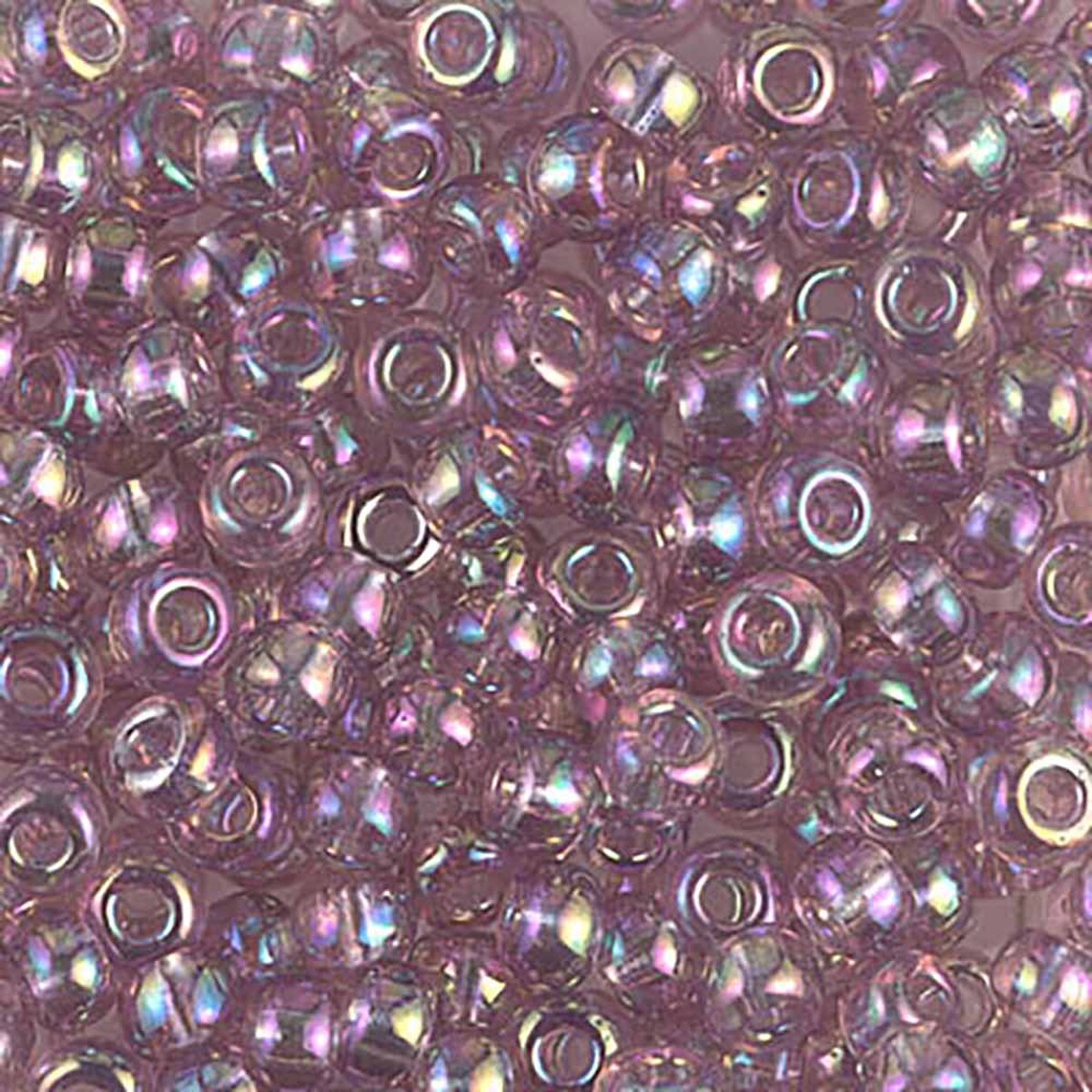 Miyuki Japanese Seed Beads Size 6/0 - Translucent Dark Smoky Amethyst Aurora Borealis (Color #9256D) 250 Gram Bag