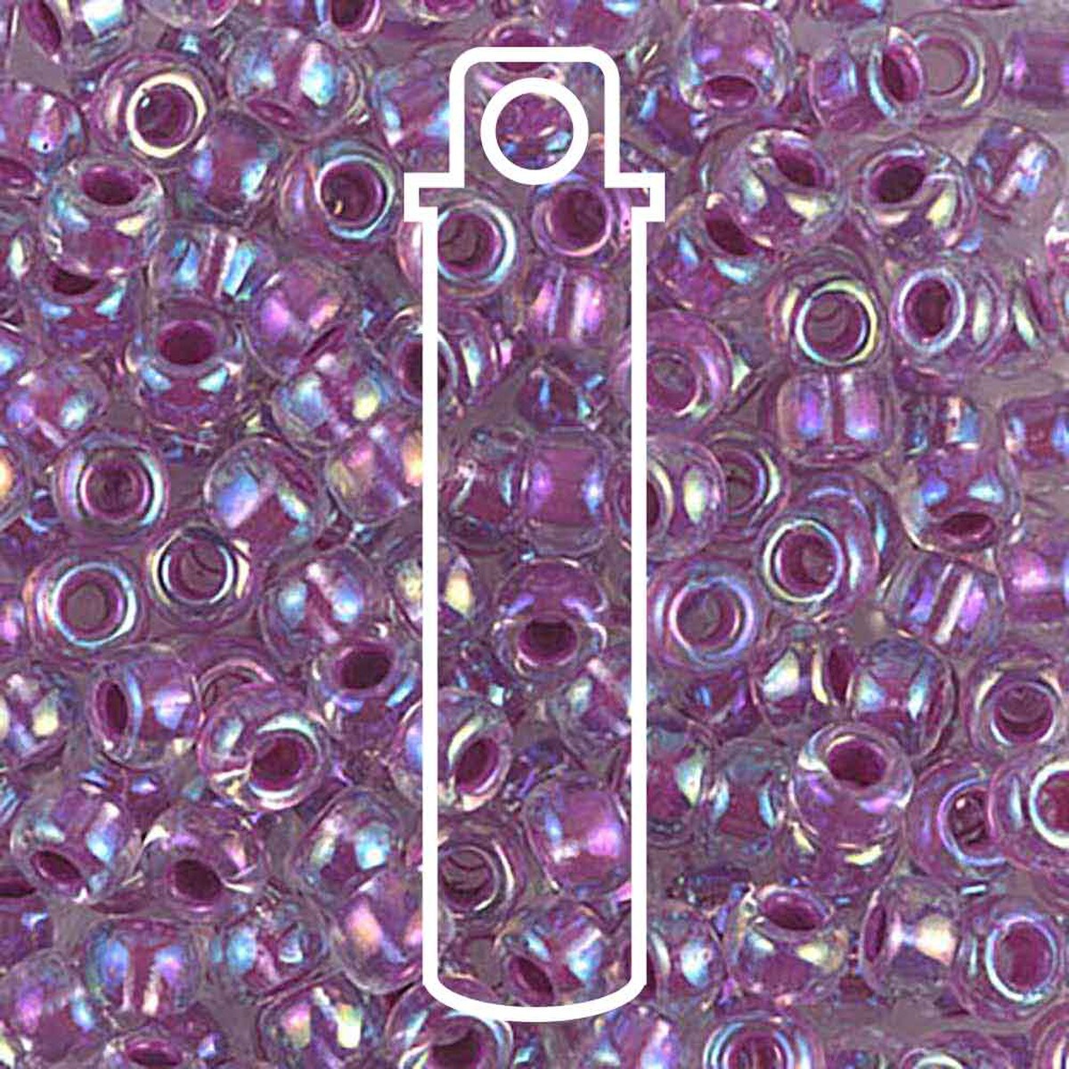 Miyuki Japanese Seed Beads Size 6/0 - Raspberry Lined Crystal Aurora Borealis (Color #9264)