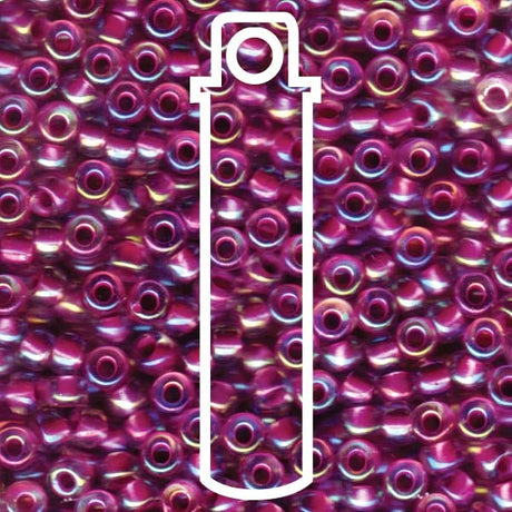 Miyuki Japanese Seed Beads Size 6/0 - Raspberry Lined Crystal with Iridescent Coating (6-9264-TB)