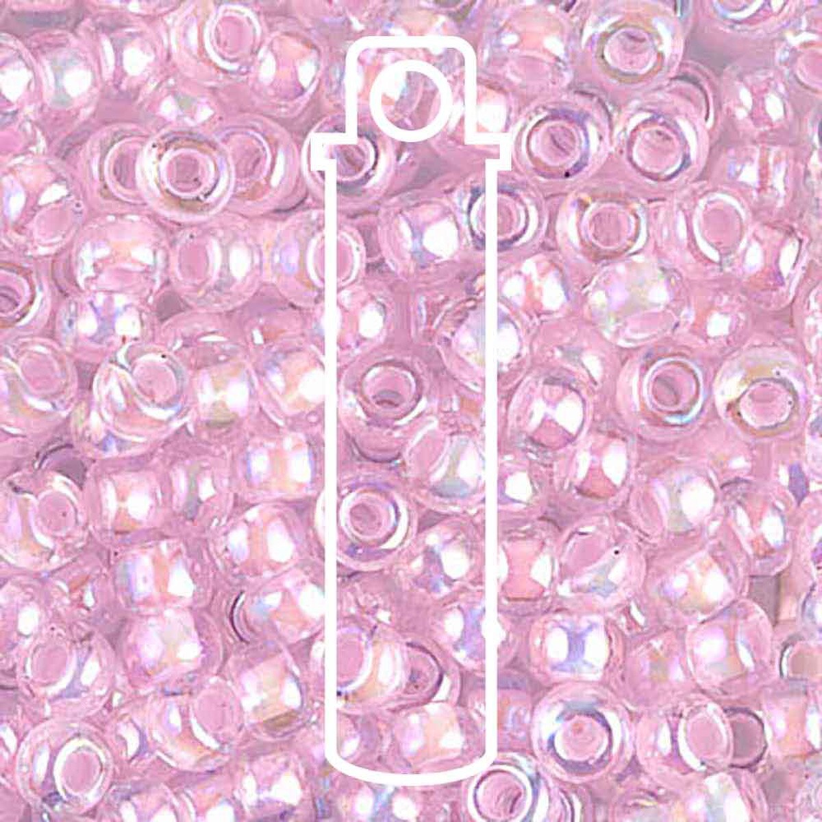 Miyuki Japanese Seed Beads Size 6/0 - Pink Lined Crystal Aurora Borealis (Color #9272)