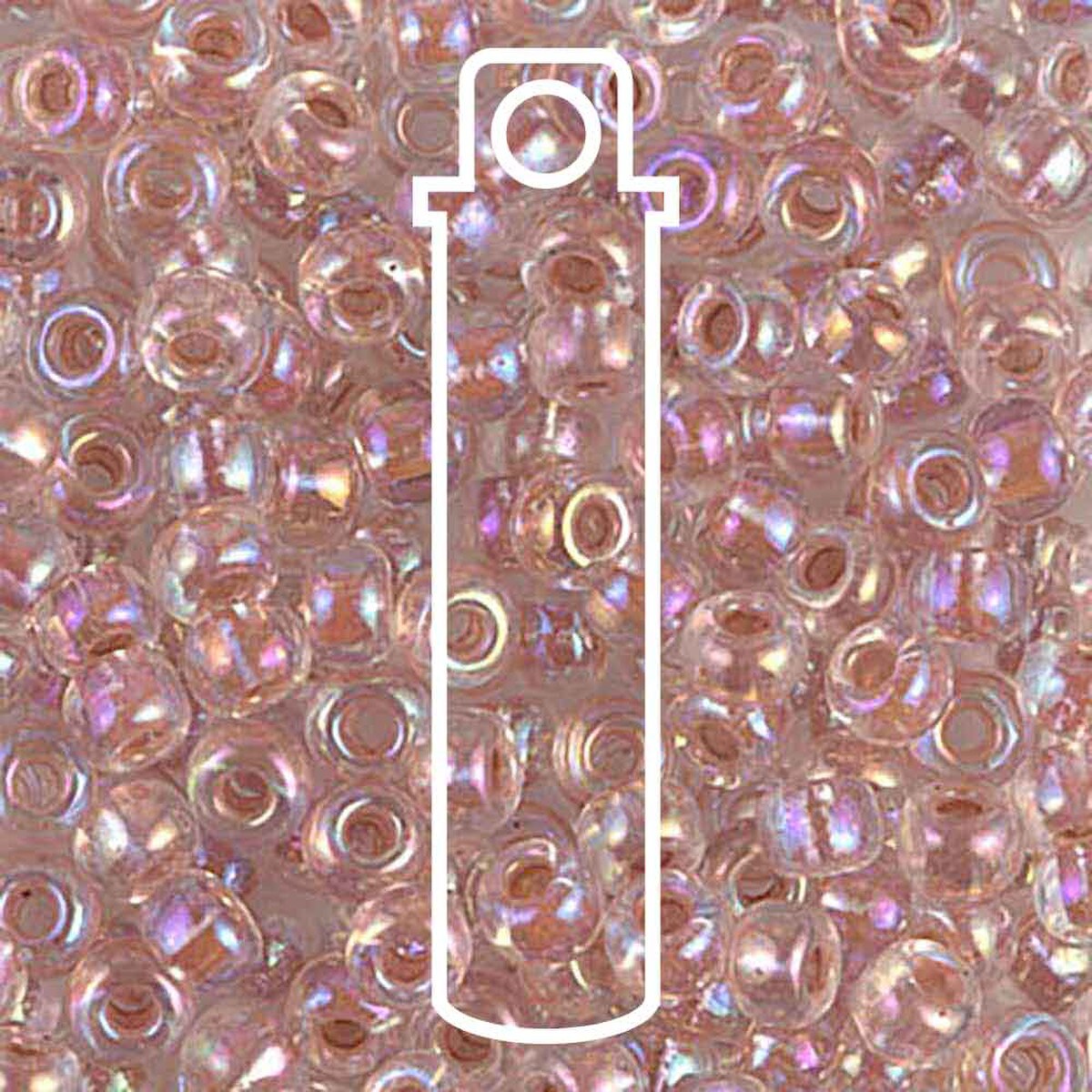 Miyuki Japanese Seed Beads Size 6/0 - Dark Peach Lined Crystal Aurora Borealis (Color #9275)