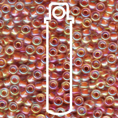 Miyuki Japanese Seed Beads Size 6/0 - Dark Peach Lined Crystal with Iridescent Coating (6-9275-TB)