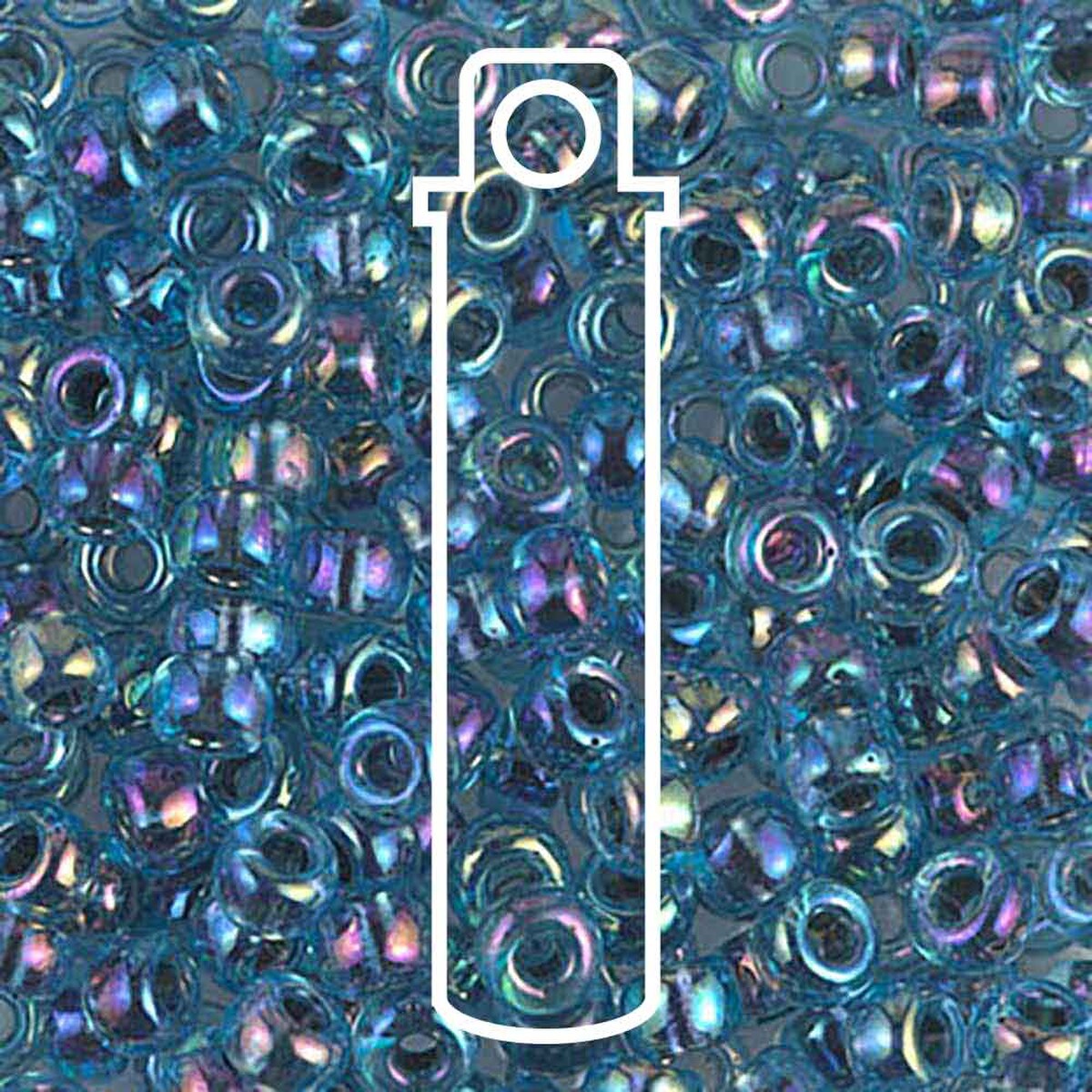 Miyuki Japanese Seed Beads Size 6/0 - Blue Lined Aqua Aurora Borealis (Color #9339)