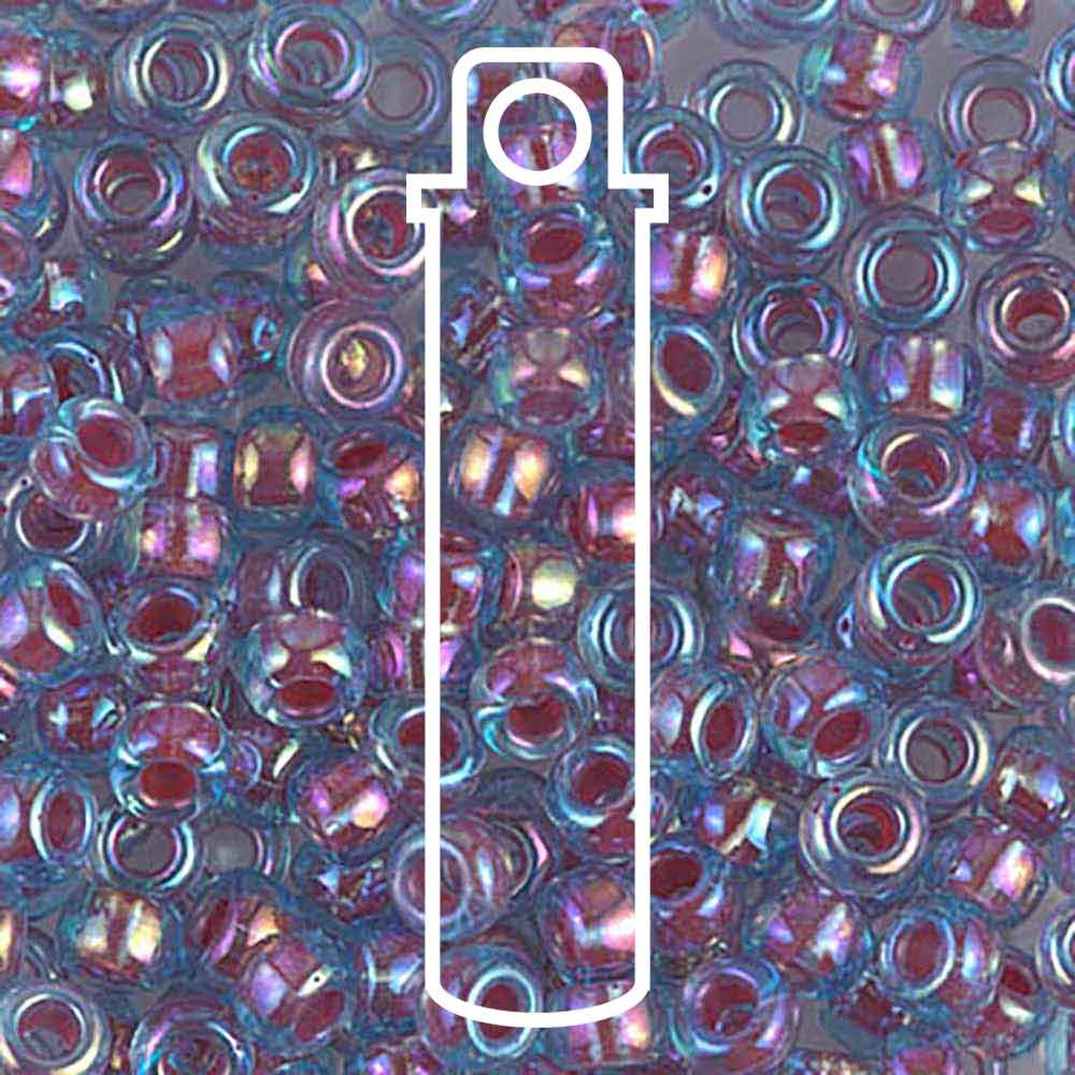 Miyuki Japanese Seed Beads Size 6/0 - Hot Pink Lined Aqua Aurora Borealis (#9340)