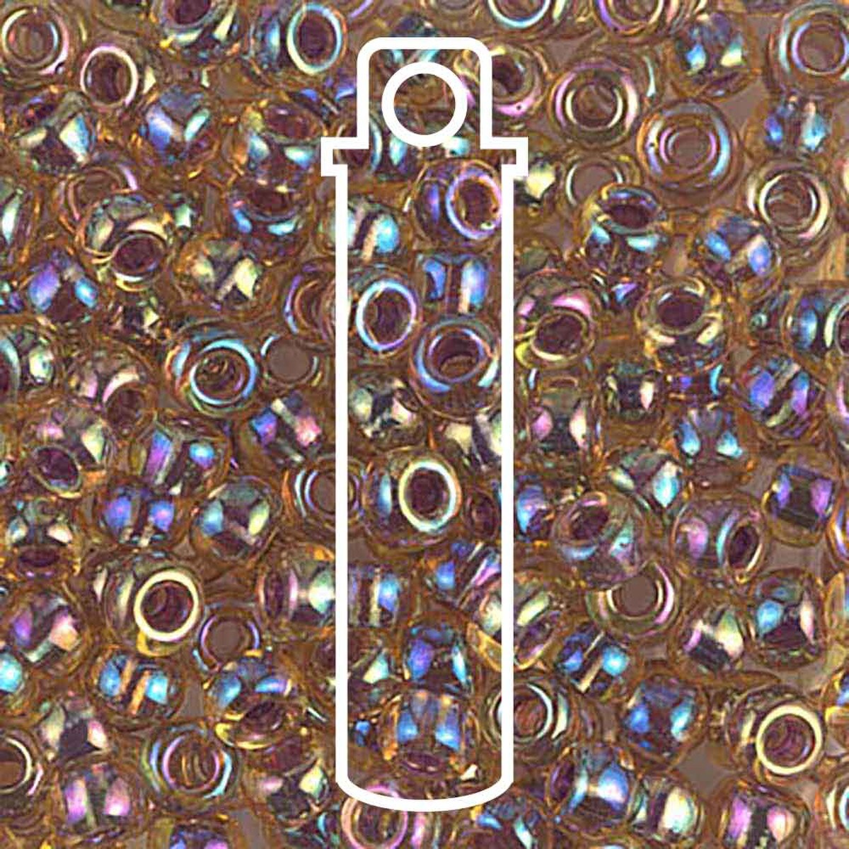 Miyuki Japanese Seed Beads Size 6/0 - Berry Lined Light Topaz Aurora Borealis (Color #9342)