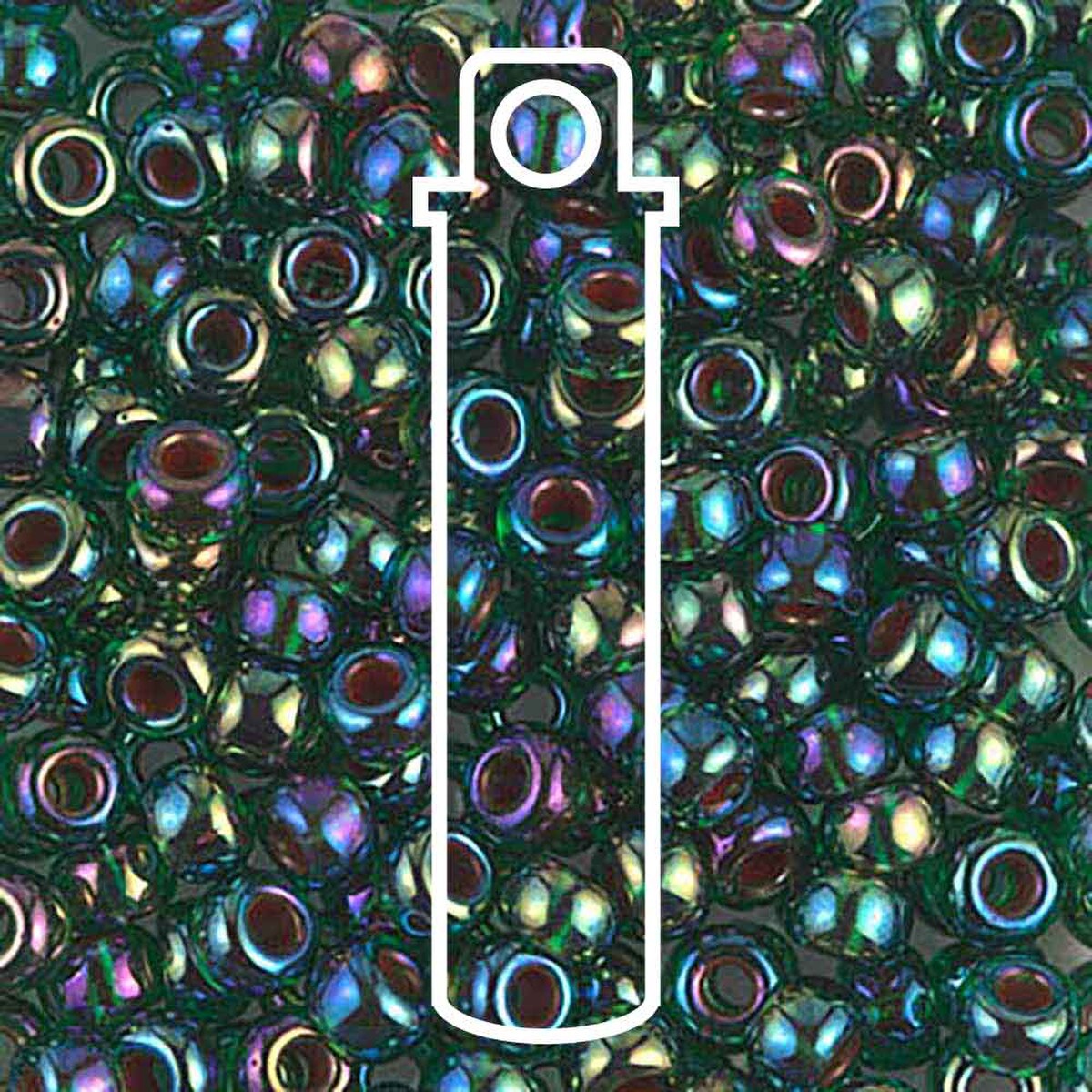 Miyuki Japanese Seed Beads Size 6/0 - Green Lined Fuchsia Aurora Borealis (Color #9344)
