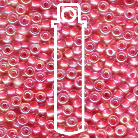 Miyuki Japanese Seed Beads Size 6/0 - Hot Pink Lined Crystal with Iridescent Coating (6-9355-TB)