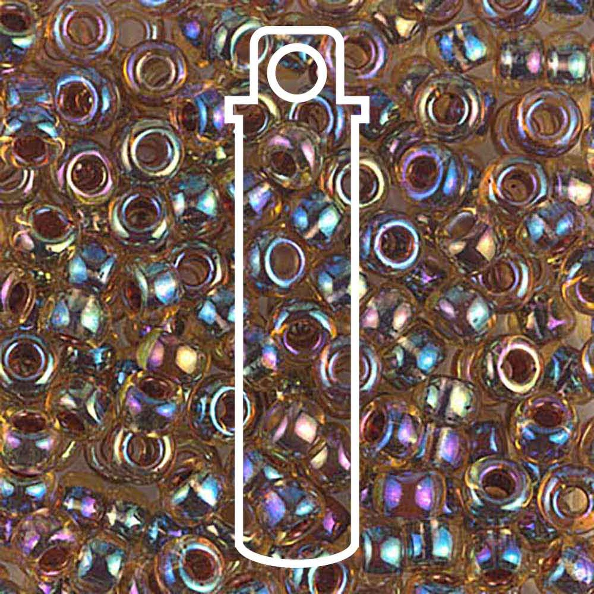 Miyuki Japanese Seed Beads Size 6/0 - Root Beer Lined Light Topaz Aurora Borealis (Color #9357)