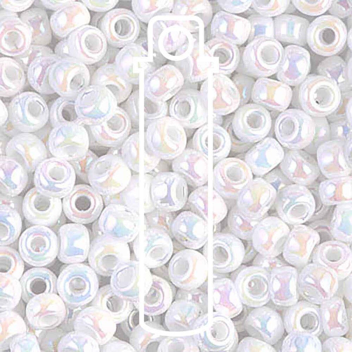 Miyuki Japanese Seed Beads Size 6/0 - White Aurora Borealis (Color #9402R)