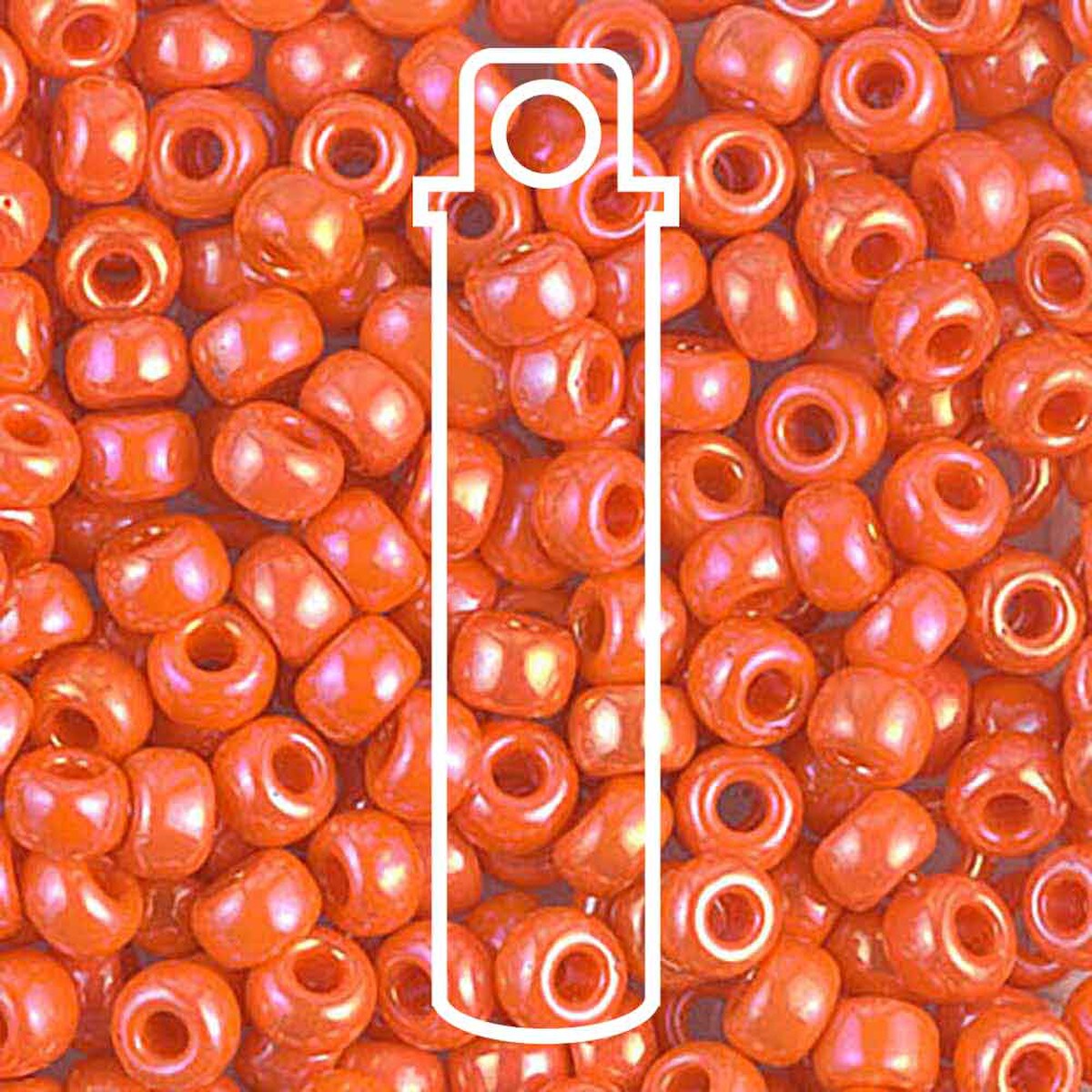 Miyuki Japanese Seed Beads Size 6/0 - Opaque Orange Aurora Borealis (Color #9406R)