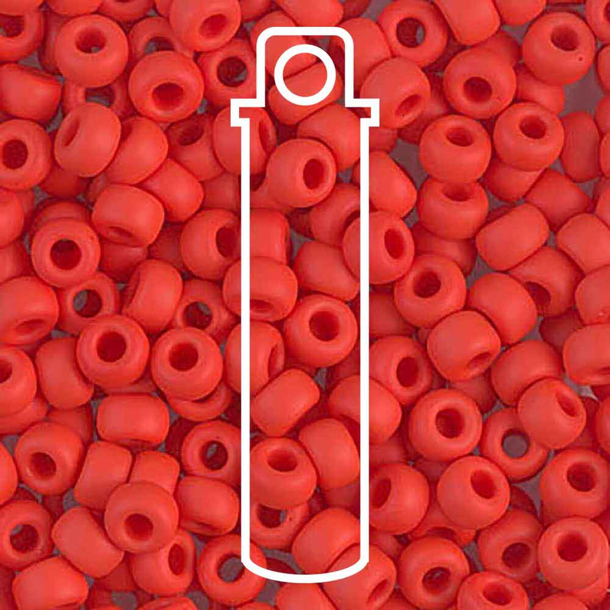 Miyuki Japanese Seed Beads Size 6/0 - Matte Opaque Red Vermillion (Color #9407F) 20 Gram Tube