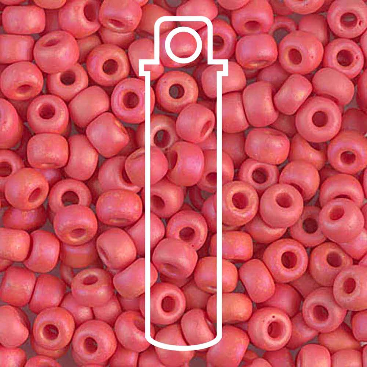 Miyuki Japanese Seed Beads Size 6/0 - Matte Opaque Red Vermillion Aurora Borealis (Color #9407FR)