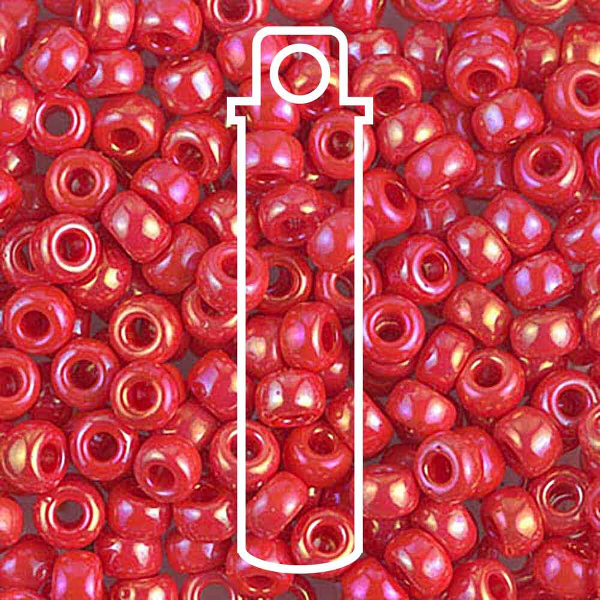Miyuki Japanese Seed Beads Size 6/0 - Opaque Orange Aurora Borealis (Color #9407R)