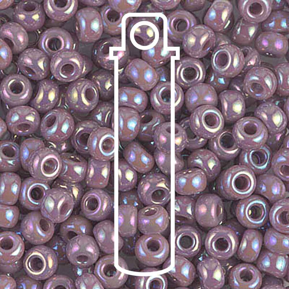 Miyuki Japanese Seed Beads Size 6/0 - Opaque Mauve Aurora Borealis (Color #9410R) 20 Gram Tube