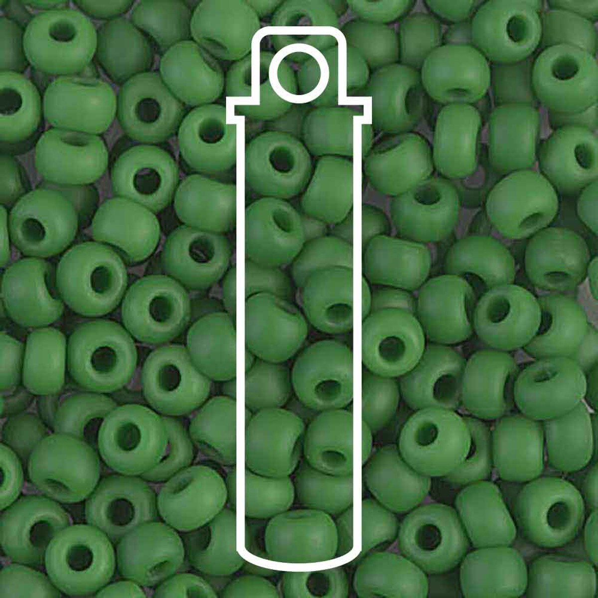 Miyuki Japanese Seed Beads Size 6/0 - Matte Opaque Green (Color #9411F) 20 Gram Tube