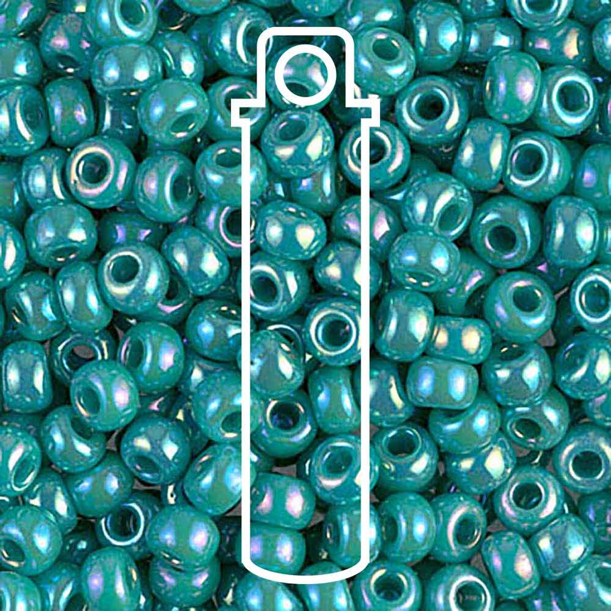 Miyuki Japanese Seed Beads Size 6/0 - Opaque Turquoise Green Aurora Borealis (Color #9412R)