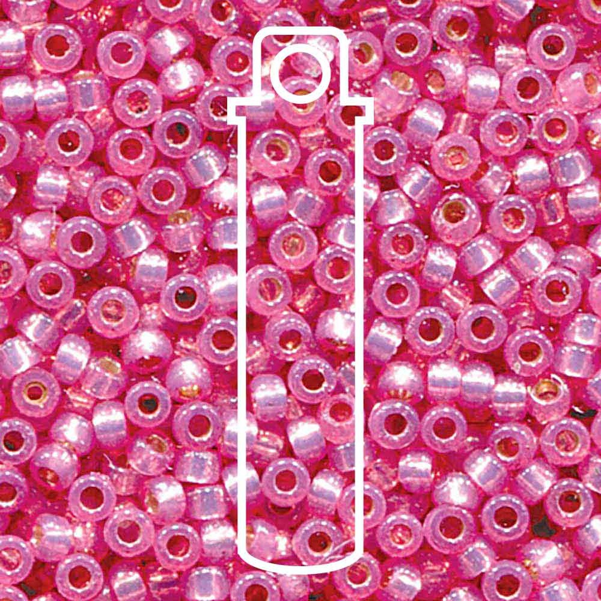 Miyuki Japanese Seed Beads Size 6/0 - Duracoat Silver Lined Dyed Pink (Color #94237) 20 Gram Tube