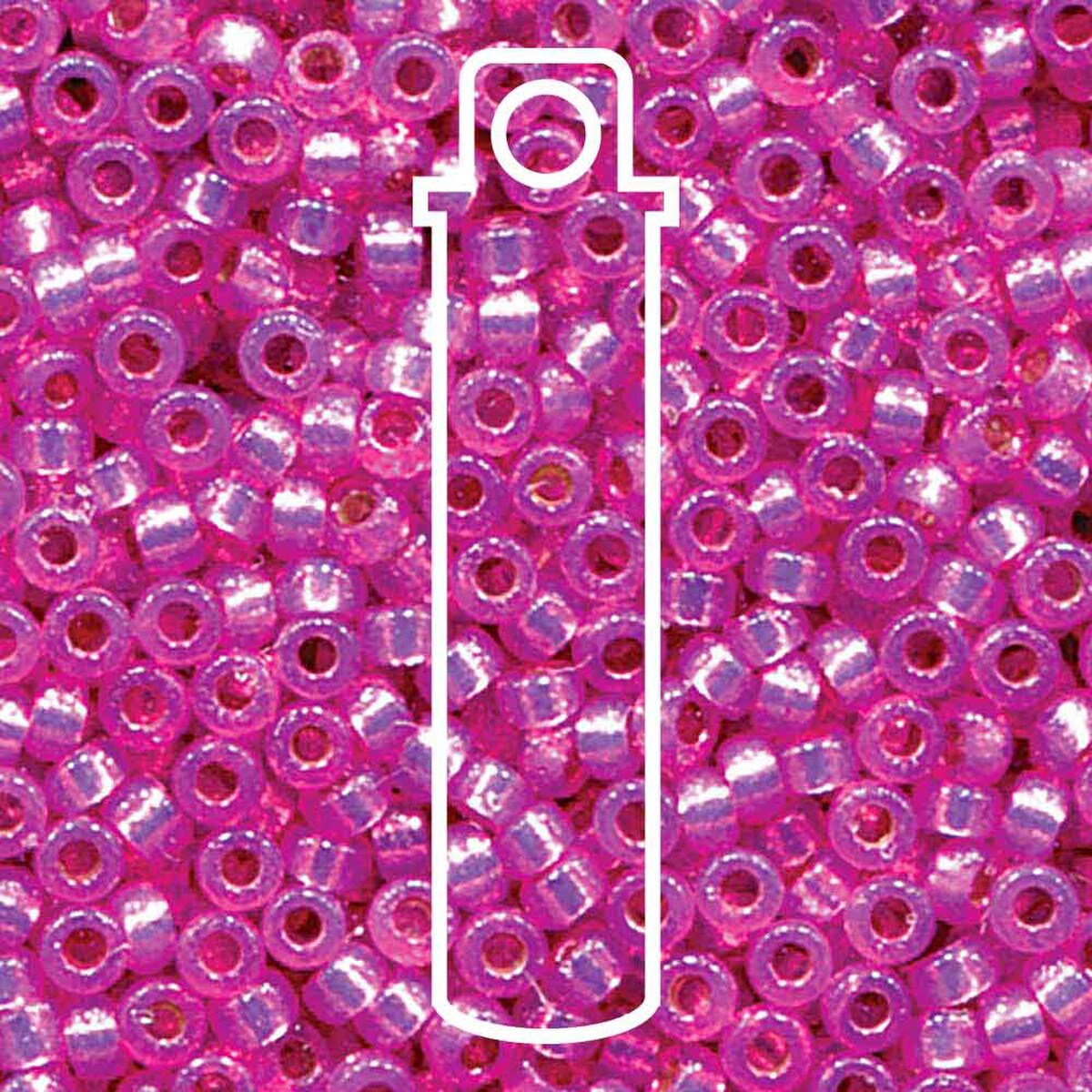 Miyuki Japanese Seed Beads Size 6/0 - Duracoat Silver Lined Dyed Paris Pink (Color #94238) 20 Gram Tube