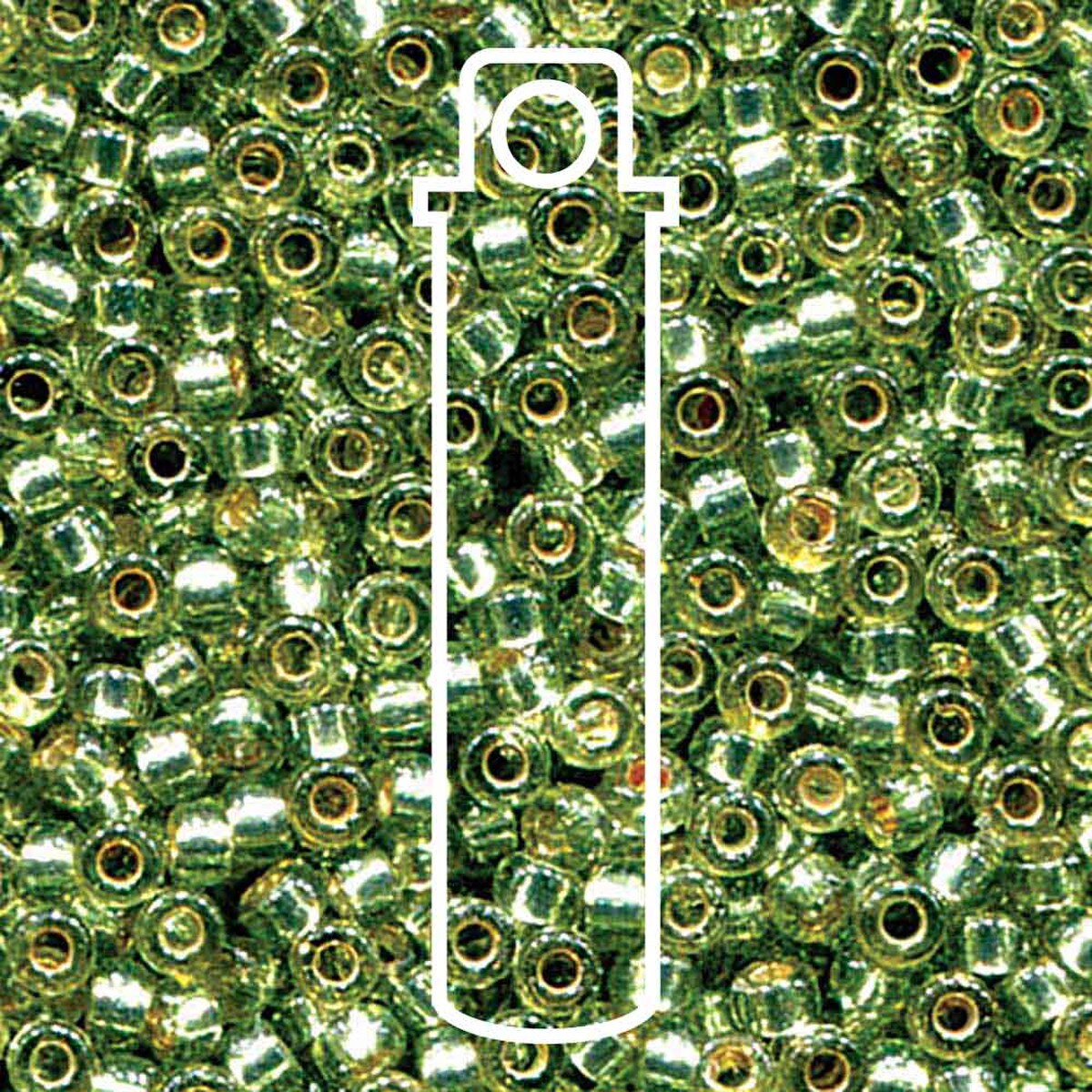 Miyuki Japanese Seed Beads Size 6/0 - Duracoat Silver Lined Dyed Green (Color #94273)