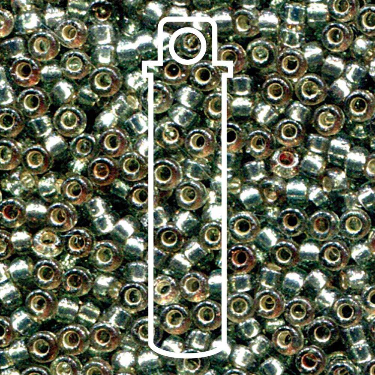 Miyuki Japanese Seed Beads Size 6/0 - Duracoat Silver Lined Dyed Frost Green (Color #94274) 20 Gram Tube