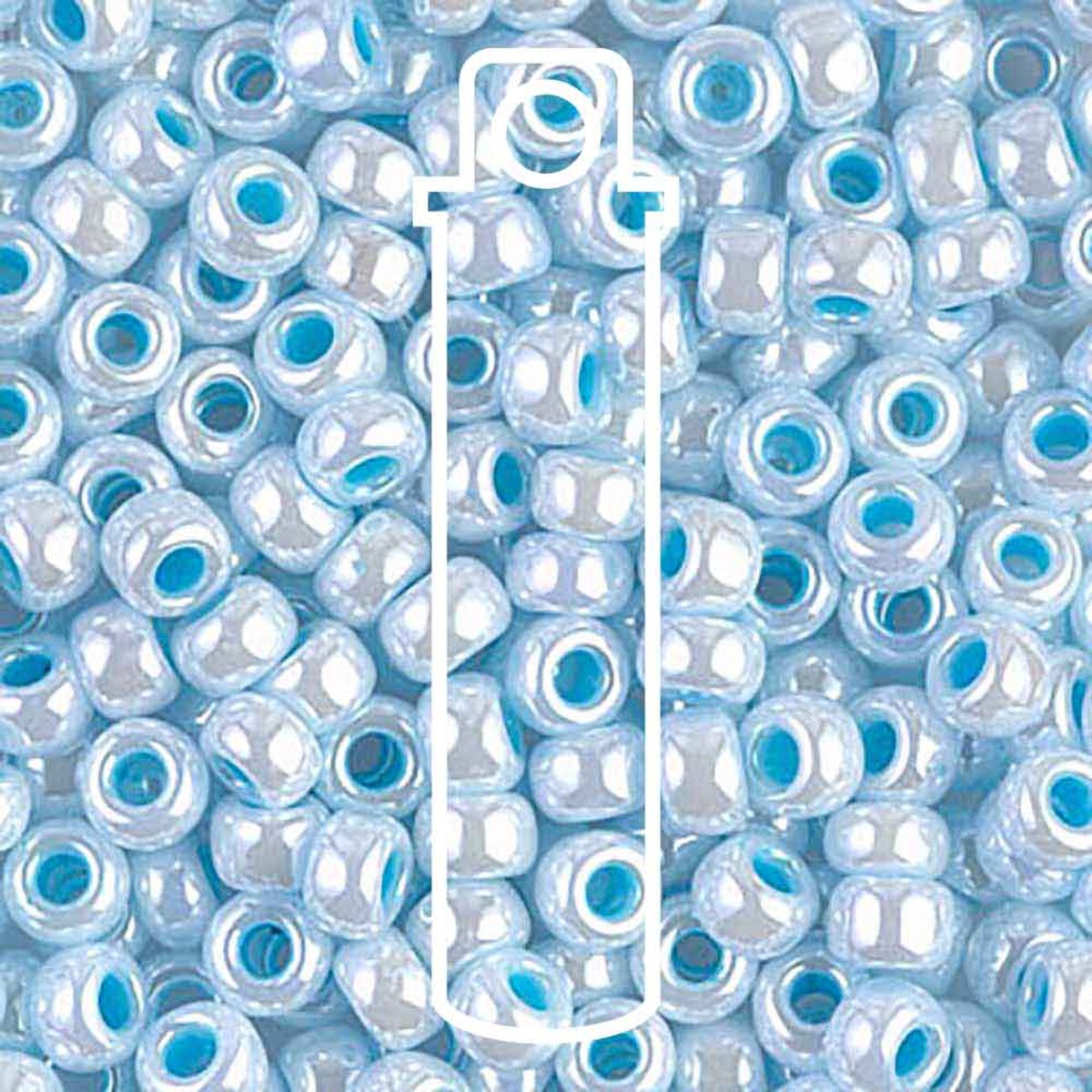 Miyuki Japanese Seed Beads Size 6/0 - Aqua Lined White Pearl (Color #9430)