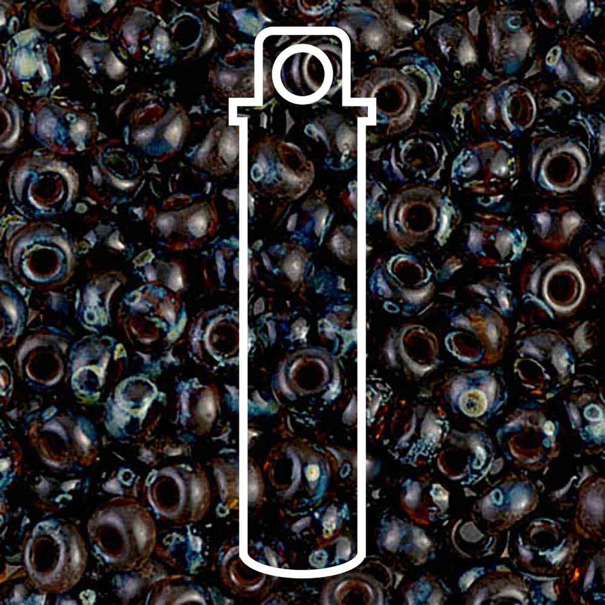 Miyuki Japanese Seed Beads Size 6/0 - Round Picasso Dark Amber Transparent (Color #94502) 20 Gram Tube