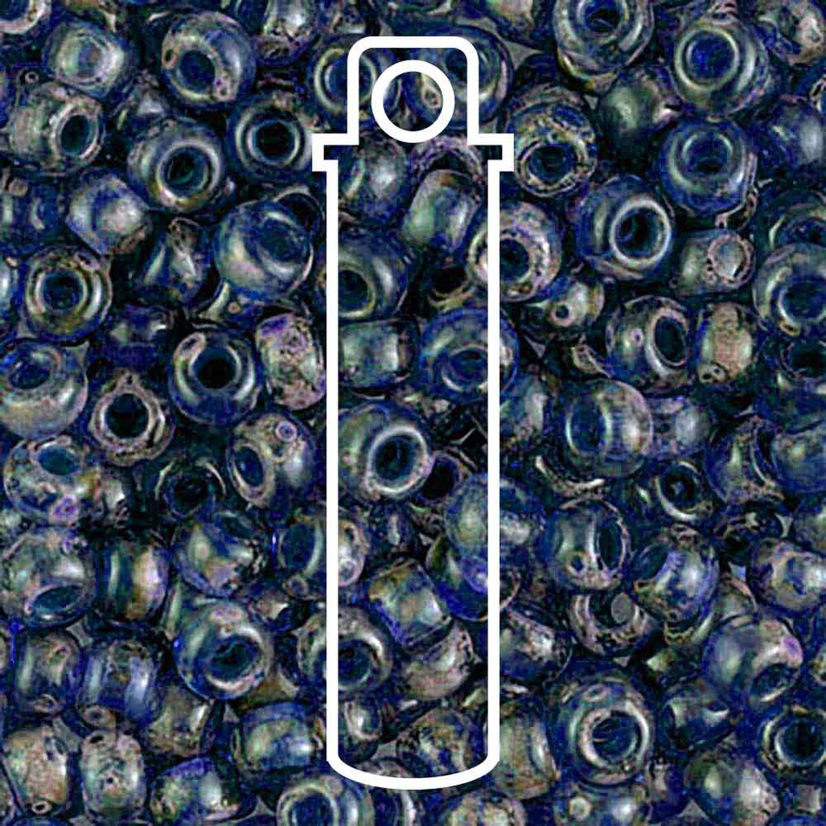 Miyuki Japanese Seed Beads Size 6/0 - Round Opaque Cobalt Picasso (Color #94518)