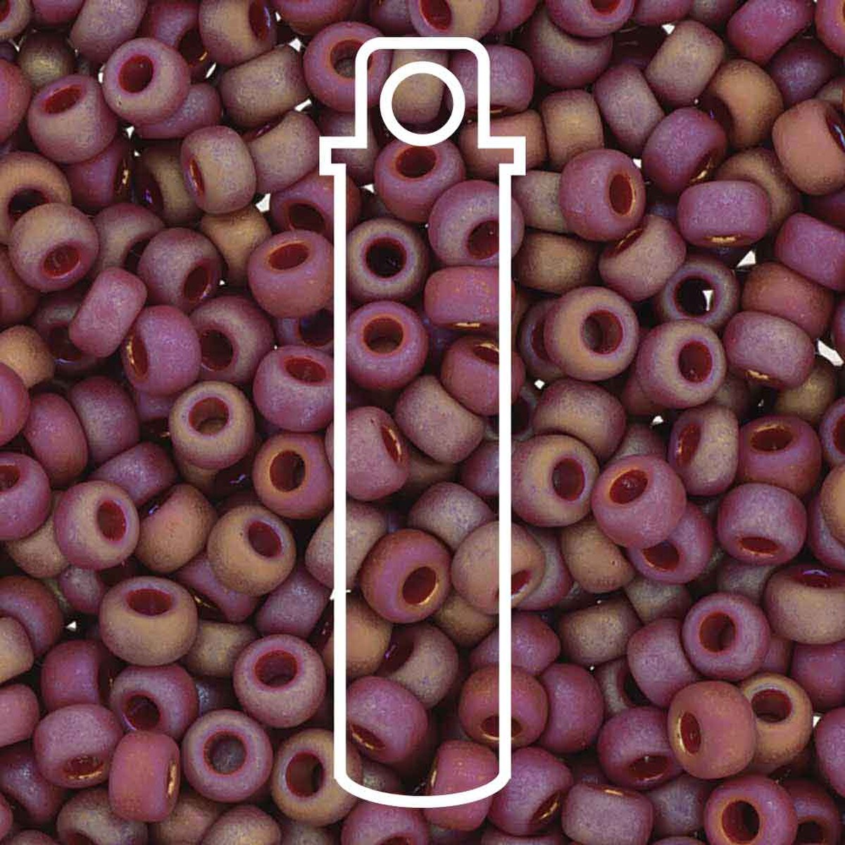 Miyuki Japanese Seed Beads Size 6/0 - Round Frost Opaque Glaze Rnbw Dark Red (Color #94696) 20 Gram Tube