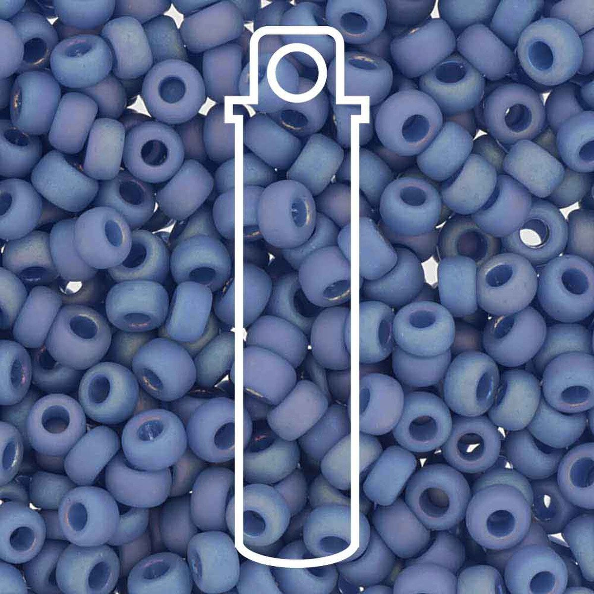 Miyuki Japanese Seed Beads Size 6/0 - Round Frost OP Glaze RNBW Soft Blue (Color #94704)