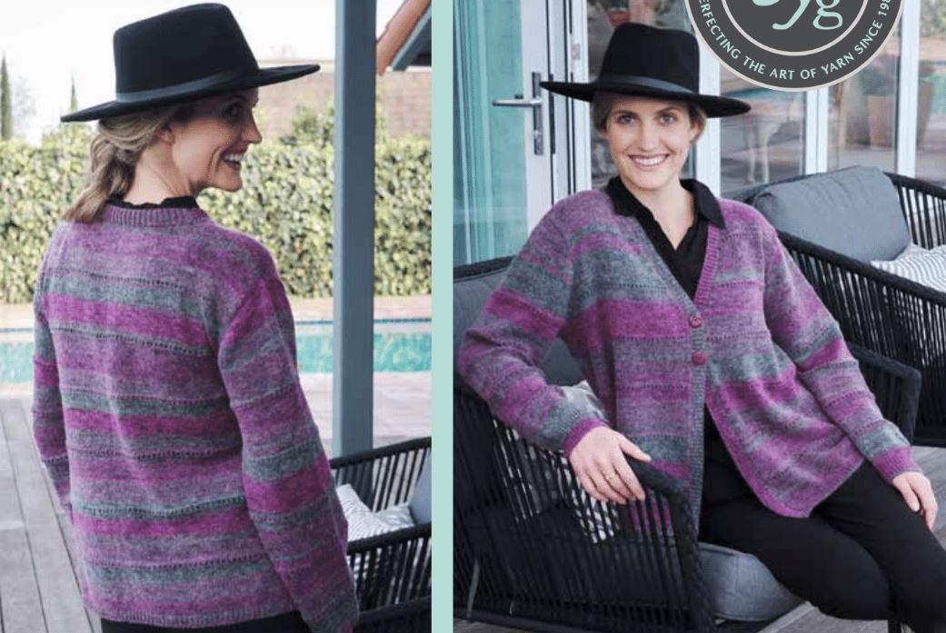 A Trendsetter Basis Pattern - Striped Openwork V Cardigan 6000p (PDF)