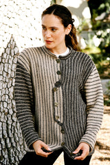 A Trendsetter Milos Pattern - #6500N Reverse Tab Closure Striped Cardigan (PDF)