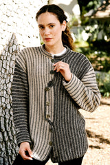 A Trendsetter Milos Pattern - #6500N Reverse Tab Closure Striped Cardigan (PDF)