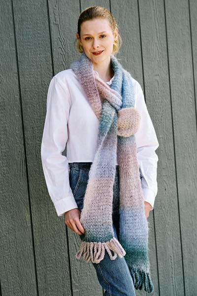 A Trendsetter Indulge & Soffio Pattern - #6601-M Loop Fringe Tunisian Crochet Scarf (PDF)