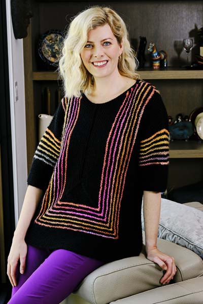 A Trendsetter Vector & Lana Grossa Cool Merino Big Pattern - #6900 H Mitered Garter T-shirt (PDF)