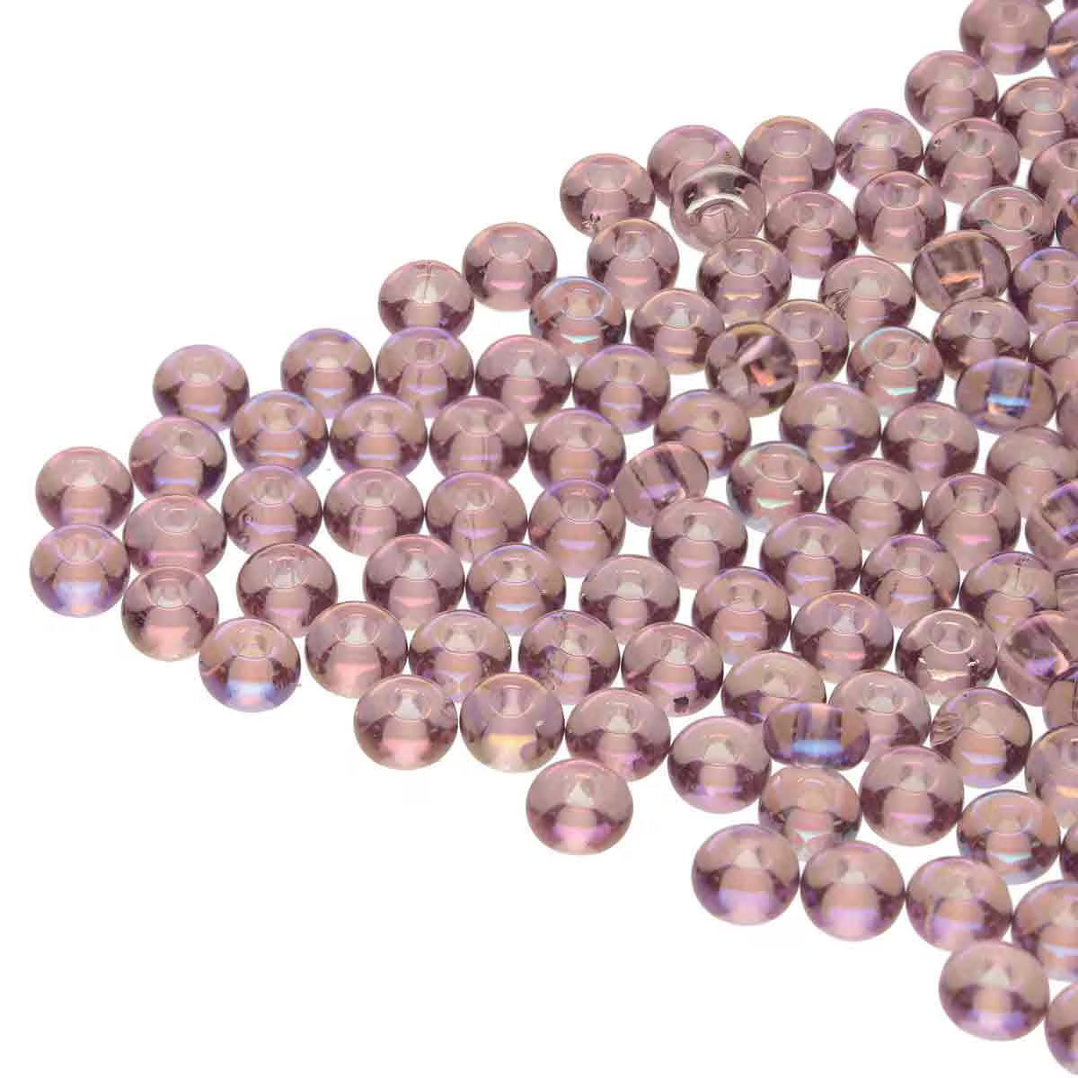 6/0 Czech Seed Beads - Lt. Amethyst Aurora Borealis Color #21010 on sale at Little Knits