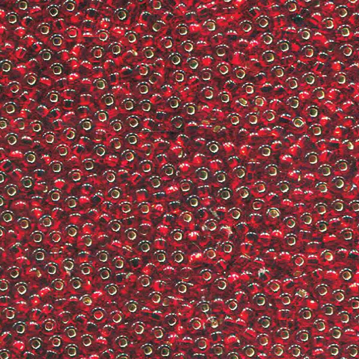 6/0 Czech Seed Beads - Ruby Lined Color #97090 on sale at Little Knits