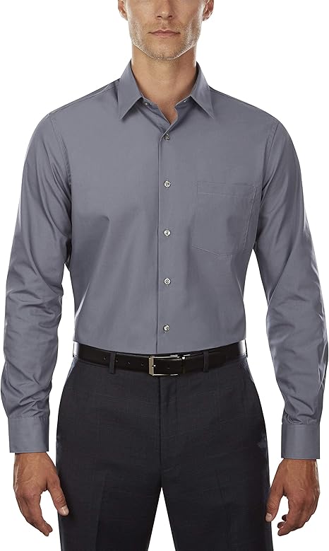 Van Heusen Men's Dress Shirt Fitted Poplin Solid Size: 16 Neck 34/35 Sleeve Large