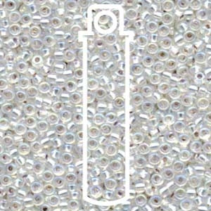 Miyuki Japanese Seed Beads Size 8/0 - Silver Lined Crystal with Iridescent Coating (8-91001-TB)