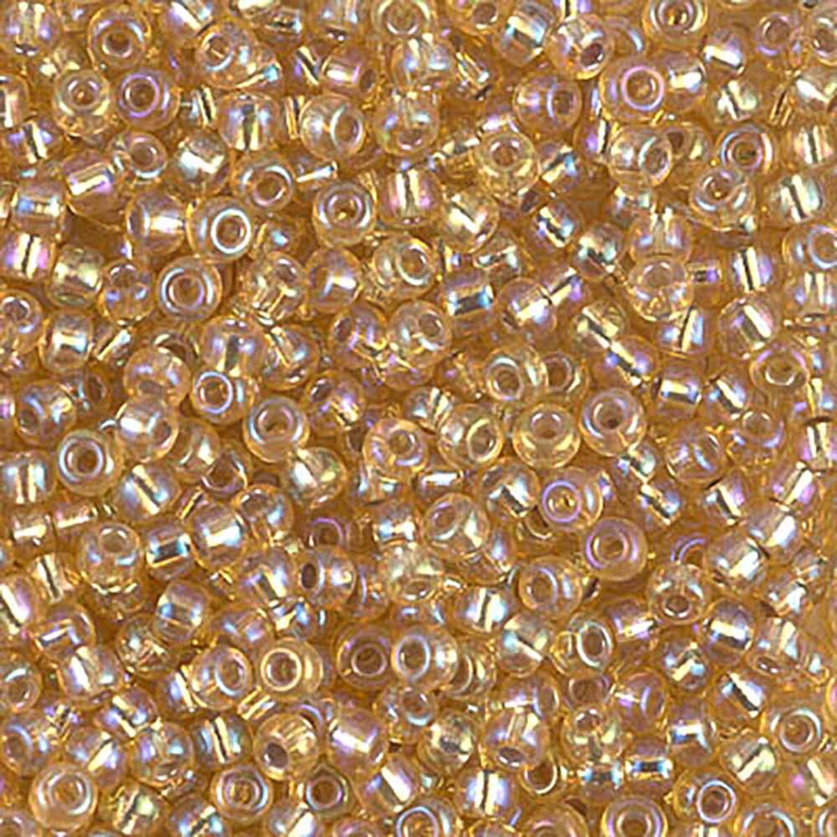 Miyuki Japanese Seed Beads Size 8/0 - Silver Lined Aurora Borealis Gold (Color #91003) 250 Gram Bag