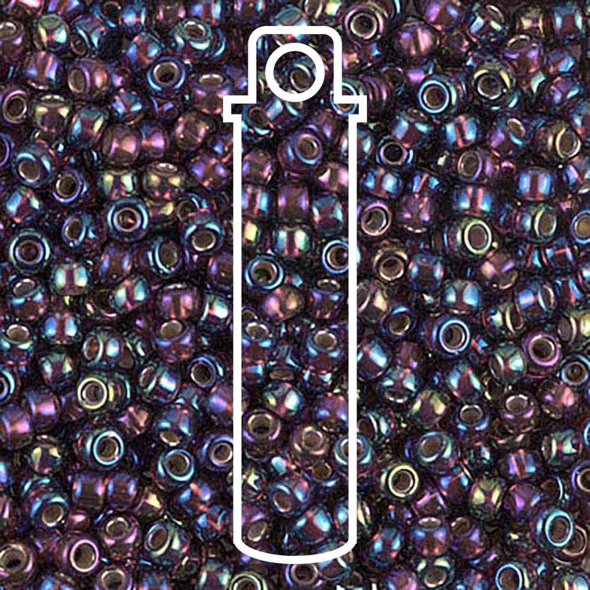 Miyuki Japanese Seed Beads Size 8/0 - Silver Lined Dark Smoky Amethyst Aurora Borealis (Color #91013)