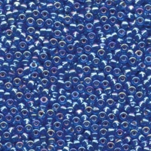 Miyuki Japanese Seed Beads Size 8/0 - Silver Lined Sapphire with Iridescent Coating (8-91019-TB)