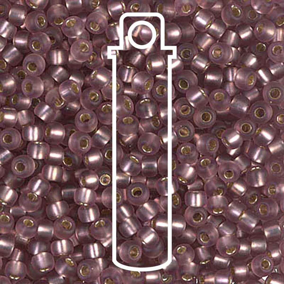 Miyuki Japanese Seed Beads Size 8/0 - Matte Silver Lined Smoky Amethyst (Color #912F) 22 Gram Tube