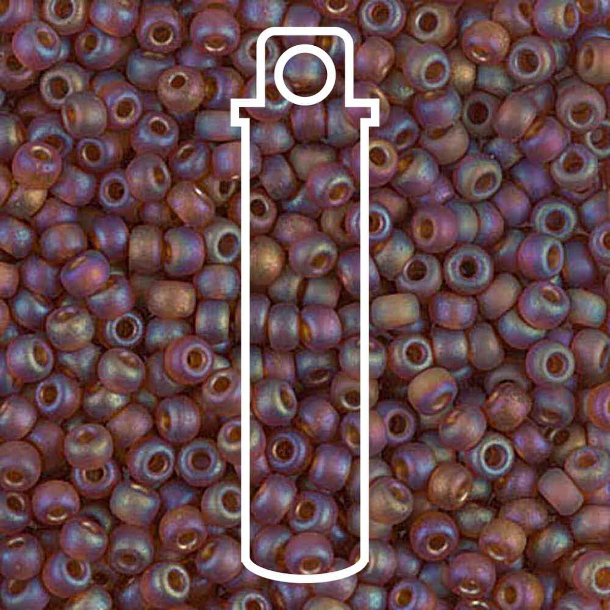 Miyuki Japanese Seed Beads Size 8/0 - Matte Transparent Dark Topaz Aurora Borealis (Color #9134FR) 22 Gram Tube