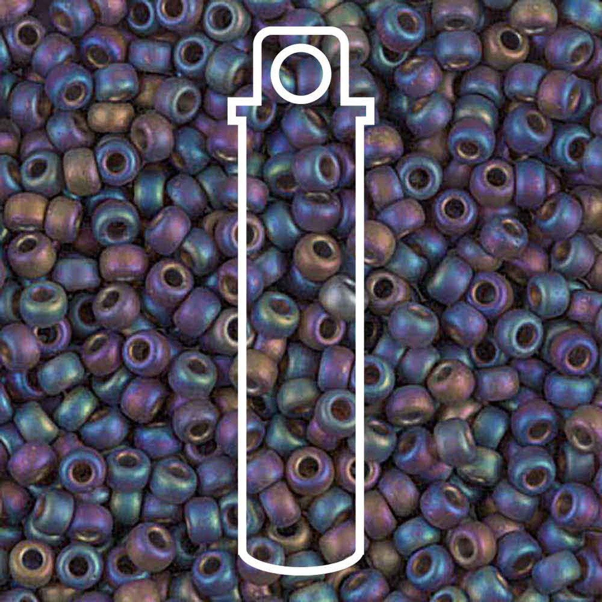 Miyuki Japanese Seed Beads Size 8/0 - Matte Transparent Root Beer Aurora Borealis (Color #9135FR) 22 Gram Tube