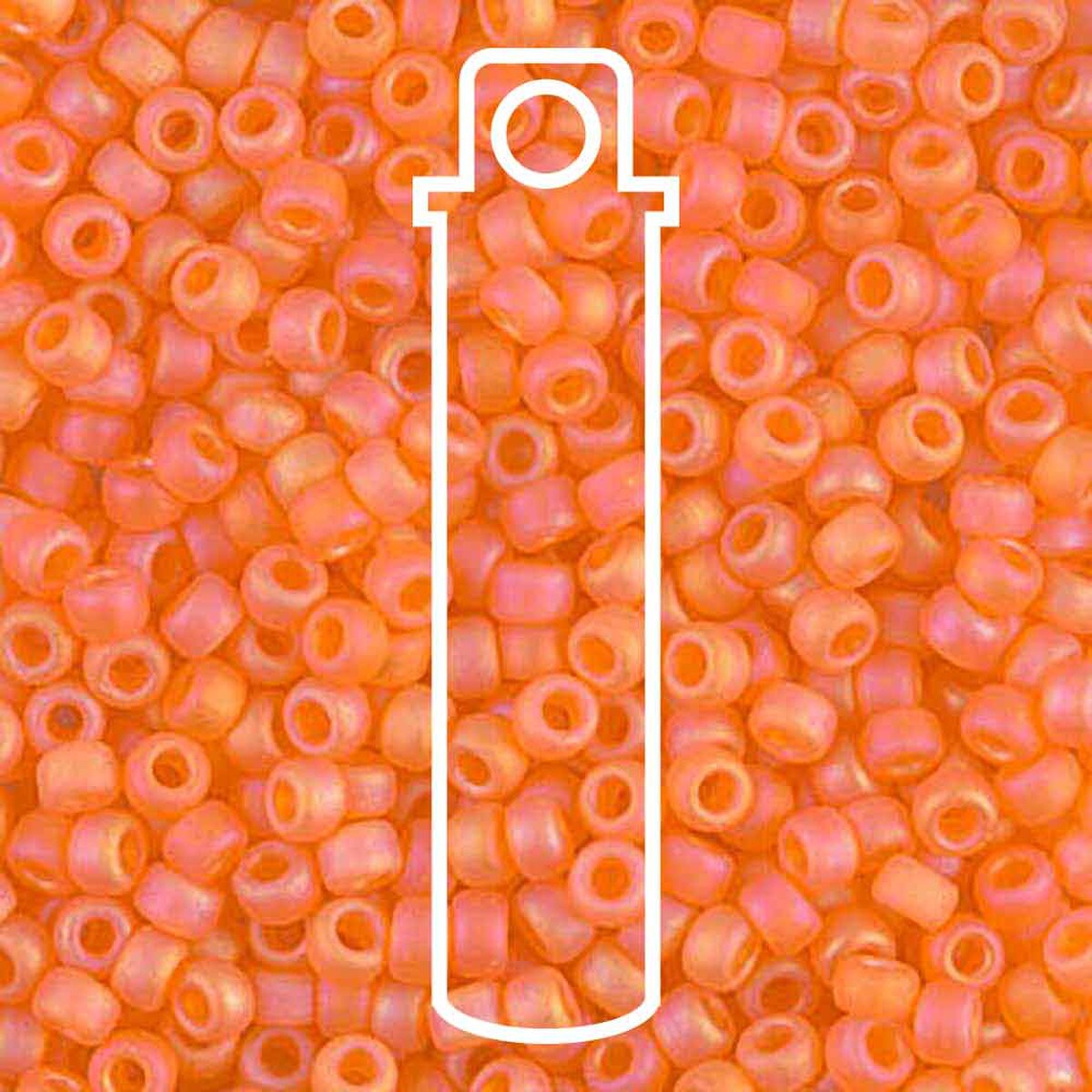 Miyuki Japanese Seed Beads Size 8/0 - Matte Transparent Orange Aurora Borealis (Color #9138FR)