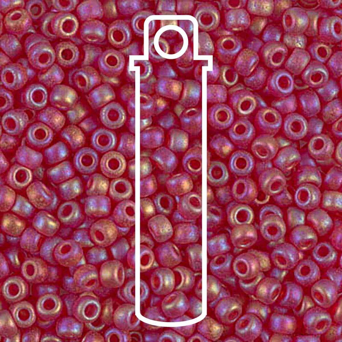 Miyuki Japanese Seed Beads Size 8/0 - Matte Transparent Ruby Aurora Borealis (Color #9141FR)